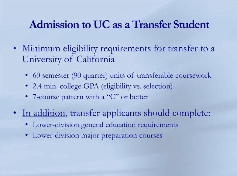 UC transfer requirements